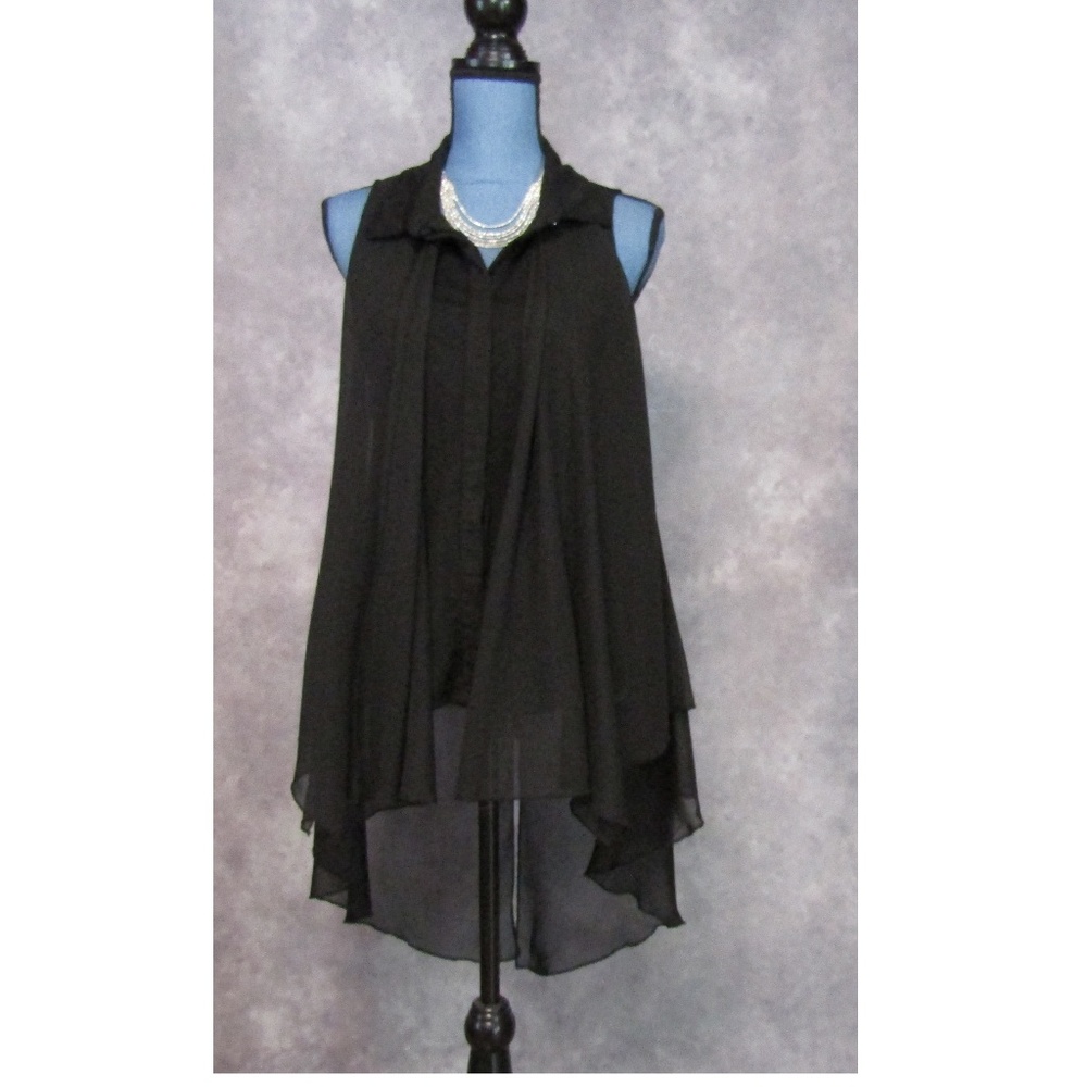 Time Line Black Layered Illusion Blouse Size M